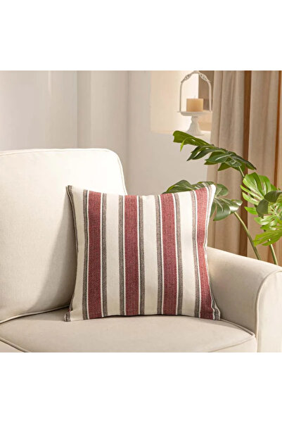 Choice غطاء وسادة مخطط أحمر مقاس 45 × 45 سم (17.7 × 17.7 بوصة) غطاء وسادة صال...