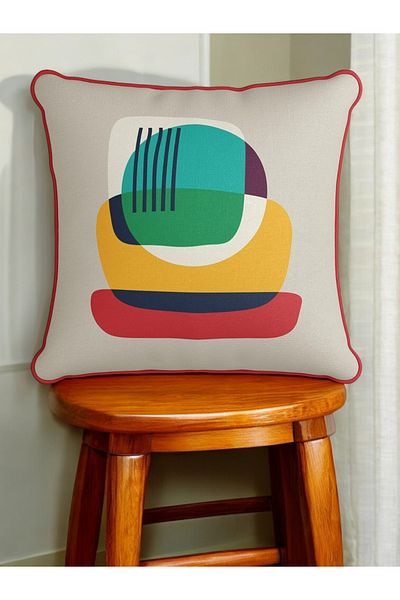 ASDİVA Geometric Pattern Piping Velvet Textured Decorative Throw Pillow Case 43X43
