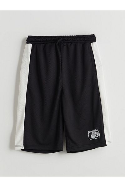 LC Waikiki Loose Fit Interlock Fabric Boy's Shorts with Elastic Waist and Tie Detail