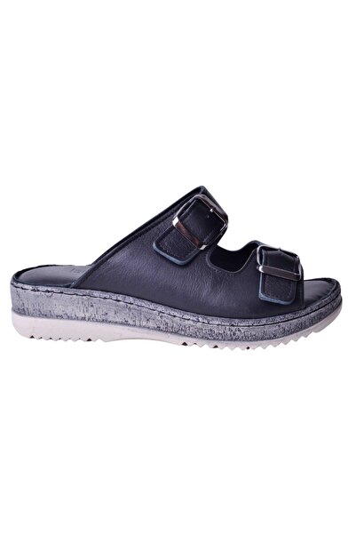 İskarpin Γυναικείες δερμάτινες παντόφλες με διπλή πόρπη Femi 478