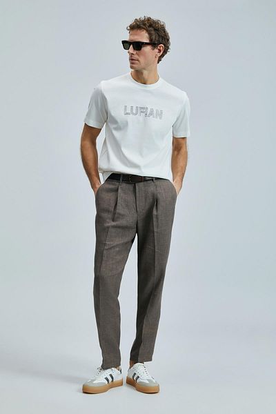 Lufian Ανδρικό μπλουζάκι Think Slim Fit σε λευκό χρώμα (111020240)