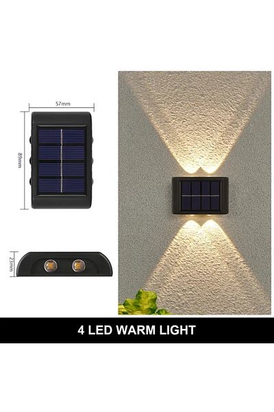 Choice4 1PCS Warm light 4LED Solar Wall Lamp Outdoor Warm Light Waterproof Up And Down Luminous Lighting Bal