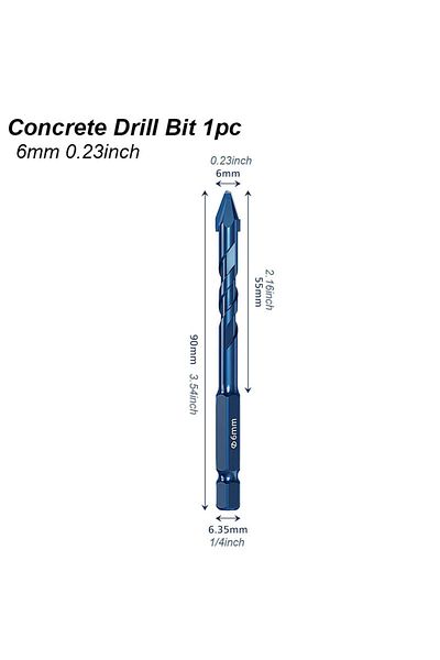 Choice Wall Drill Bit 6mm Masonry Concrete Spiral Drill Bit Eccentric for Glass Ceramic Tile Brick Plastic