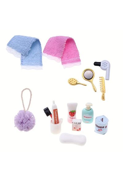 LavinTheMavi Miniature Toy Mini Bathroom Set - 15 Pieces