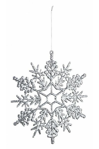 Bizzotto Set of 6 silver Christmas tree ornaments Snowflake 30 cm