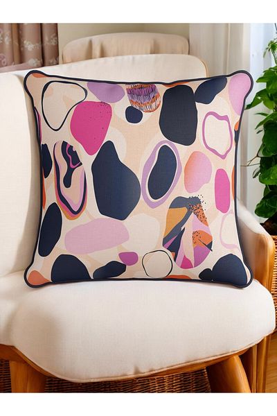 ASDİVA Stone Pattern Piping Velvet Textured Decorative Throw Pillow Case 43X43