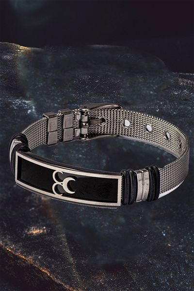 OSMANLI GÜMÜŞ Men's Steel Bracelet - Three Crescent Model Steel Men's Bracelet