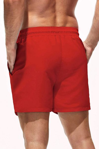 MEYASU Red Men's Anchor Printed Basic Large Size Oversized Swimwear Swim Shorts