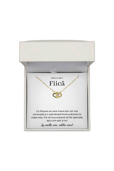 The Jewel Heart Colier Cadou Argint 925 Cu Mesaj De Dragoste Pentru Fiică, Cutie LED Premium, Placat cu Aur 14K