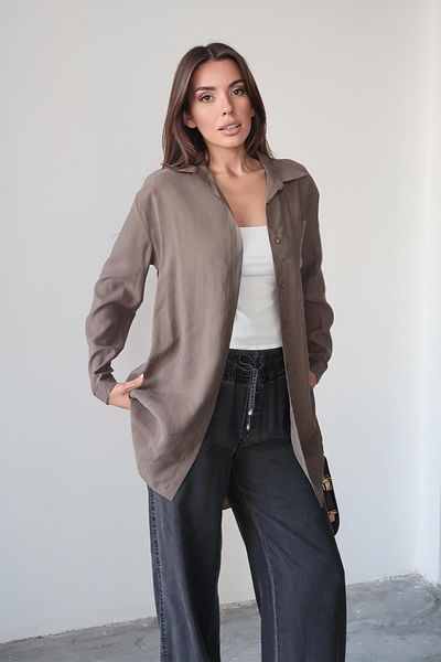 Olcay Pocket Detailed Relaxed Fit Lyocell Shirt Khaki 9359