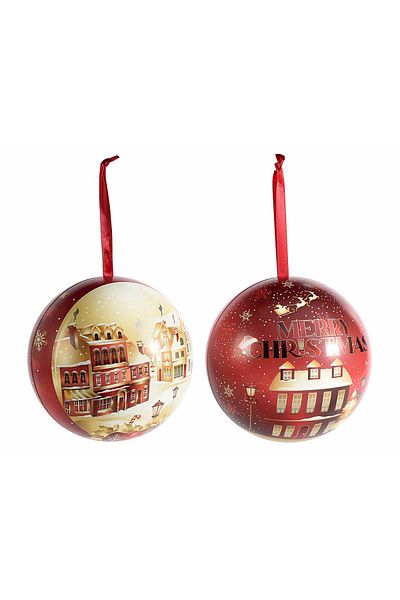 Decorer Set 8 globuri metal Christmas Village 15 cm