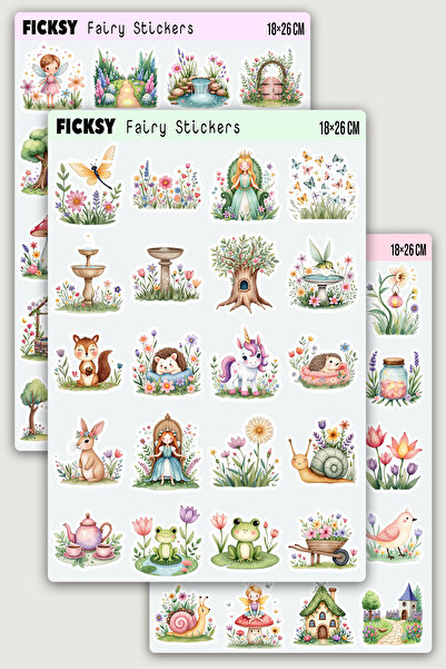 Ficksy مجموعة ملصقات جنية الزهور اللطيفة - 60 قطعة من ملصقات الجنية