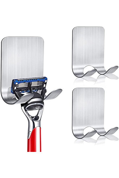 Dong-A Set of 3 Dongda self-adhesive hooks, stainless steel, silver, 6 x 4.7 x 3 cm