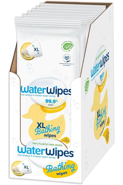 WaterWipes Plastic-Free XL Bathing Wipes for Toddlers & Babies,192 Count (12 pack),