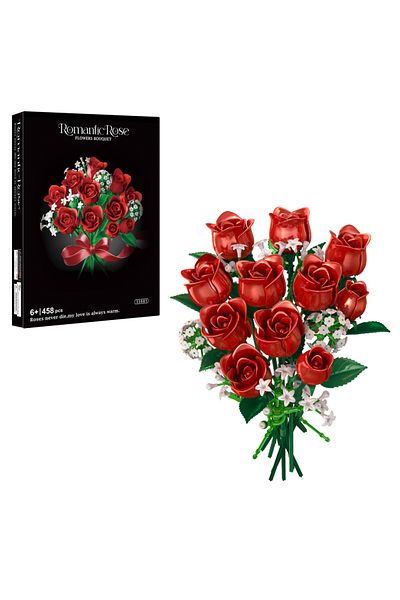 Choice rose DIY Creative Building Blocks Assembly Series Red Rose Simulation Flower Bouquets Models Gifts C
