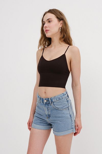 Addax Λεπτό λουρί V-Neck Seamless Crop Bustier A0130-K10