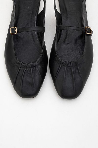 LuviShoes Britney Black Genuine Leather Closed-Front Women's Sandals