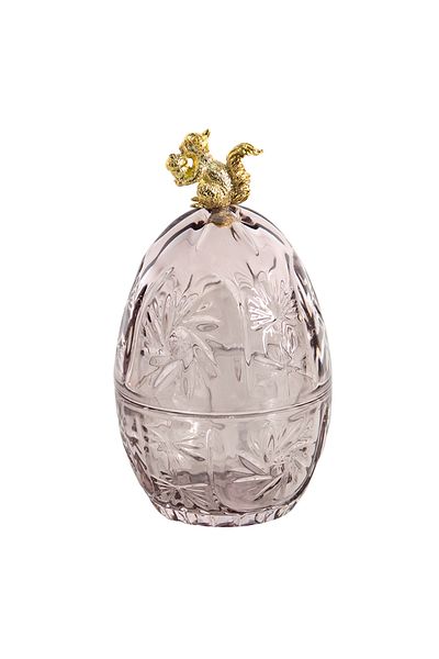 Clayre & Eef Rose gold glass sugar bowl 10x18 cm