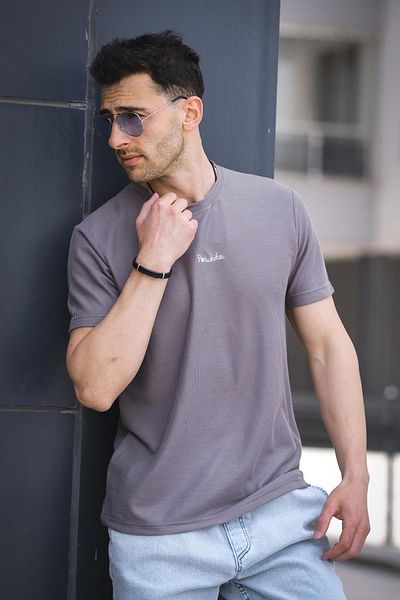 Oksit Ανδρικό μπλουζάκι Pure Slim Fit Waffle Fabric Crew Neck με στάμπα