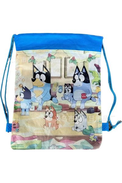 Choice sky blue 12pcs Bluey Bingo Cartoon Cute Non Woven Drawstring Bag Bundle Pocket Children's Gift