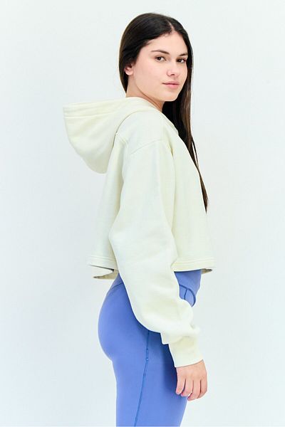 Reebok Women Sportswear Fit Brand Logo Outdoor Crop Hoodie, Off White