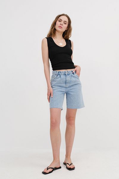 Addax Laser Cut Denim Shorts with Legs Ş8711