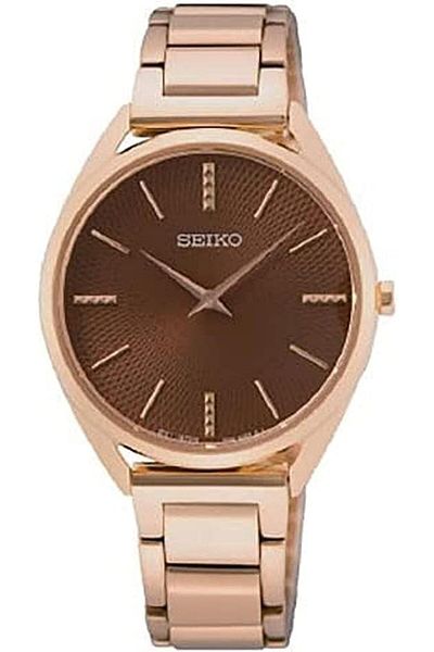 Seiko ساعة SWR062P1 تناظرية، ذهب وردي، سوار