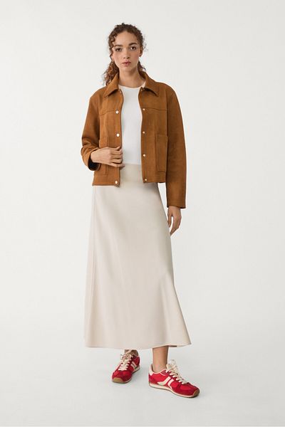 Stradivarius Flowing layered midi skirt
