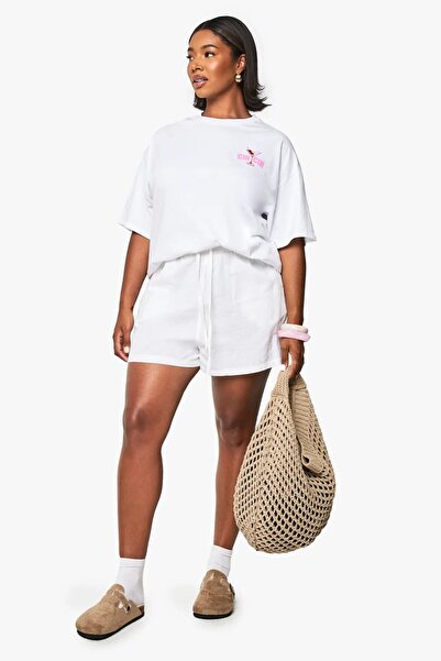 GIA - ART Plus Size Women's T-Shirt 100% Cotton White Oversize Summer Cin Cin Cocktail Glass Printed