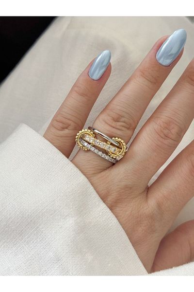 CHARMLUCKY 3-Piece Mix Stone Ring
