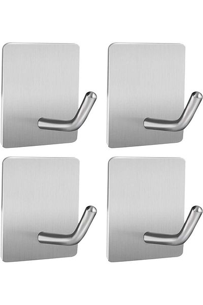 Paefiu Set de 4 cârlige pentru prosoape Paefiu, oțel inoxidabil, argintiu, 4,5 x 4,5 x 4,5 cm