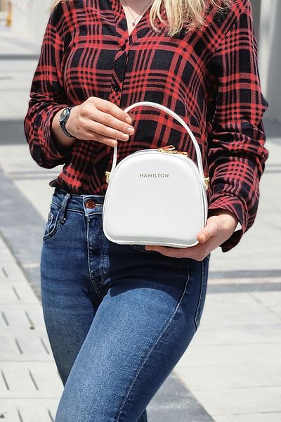 HAMILTON Original Design White Women's Shoulder Bag Handbag 3 Compartment Crossbody Bag