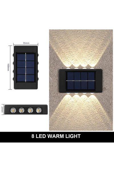Choice 1PCS Warm light 8LED Solar Wall Lamp Outdoor Warm Light Waterproof Up And Down Luminous Lighting Bal