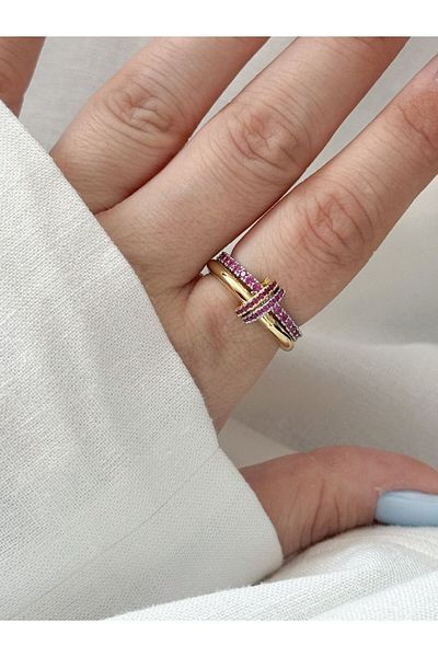 CHARMLUCKY 2-Piece Pink Stone Ring