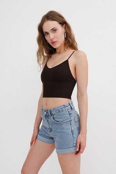 Addax Λεπτό λουρί V-Neck Seamless Crop Bustier A0130-K10