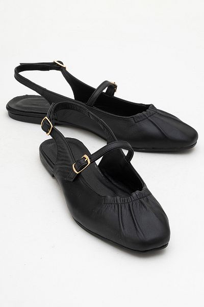 LuviShoes Britney Black Genuine Leather Closed-Front Women's Sandals