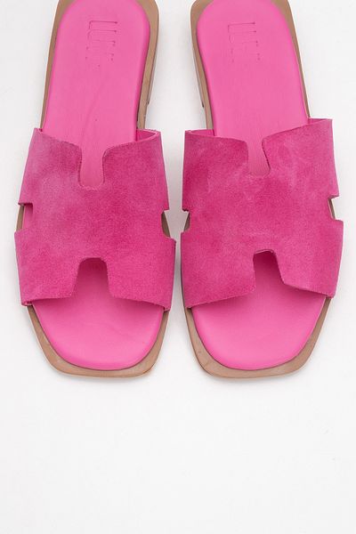 LuviShoes Papuci de damă JEZ din piele naturală din piele intoarsa fucsia