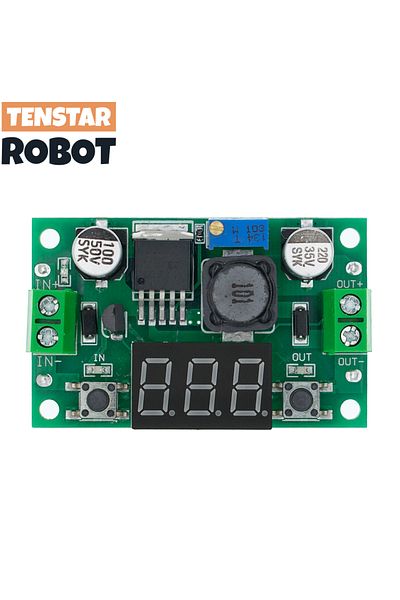 TENSTAR ROBOT 2596 With Voltmeter LM2596 BUCK 3A DC-DC Voltage Adjustable Step-Down Power Module + Red LED Voltmet