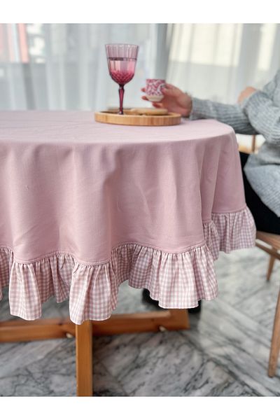 KaiHome FAIMĂ DE MASA ROTUNDĂ CU VOLANI ROSY 150X150CM