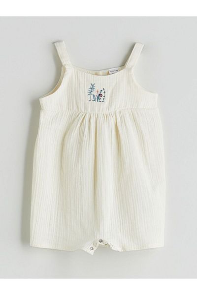 LC Waikiki Lcw Baby Embroidered Baby Girl Romper with Strap