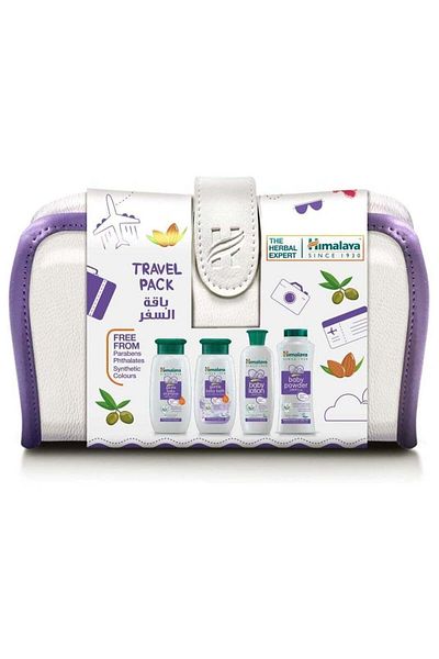 Himalaya مجموعة العناية بالطفل للسفر (شامبو، لوشن، حمام لطيف وبودرة) - 100 مل لكل عبوة