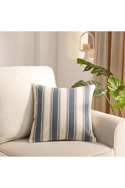 Choice غطاء وسادة مخطط أزرق مقاس 45 × 45 سم (17.7 × 17.7 بوصة) غطاء وسادة صالون ديكور منزلي غطاء وسادة سادة مع