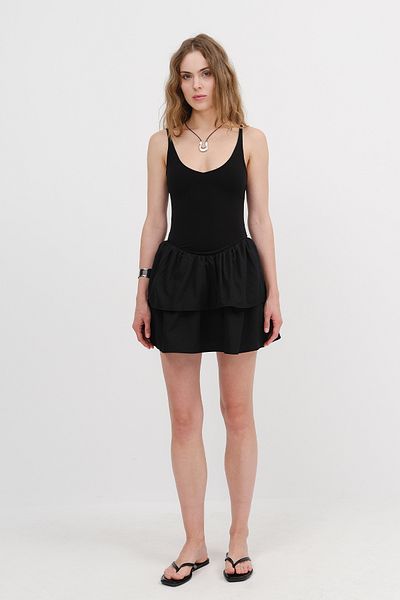 Addax Ruffle Mini Dress with Adjustable Straps E17335