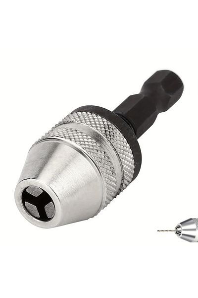 Choice Light Grey 1pc Mini Keyless Drill Chuck, Self-Tightening, Electric Drill Bits, Collet Fixture Tools,
