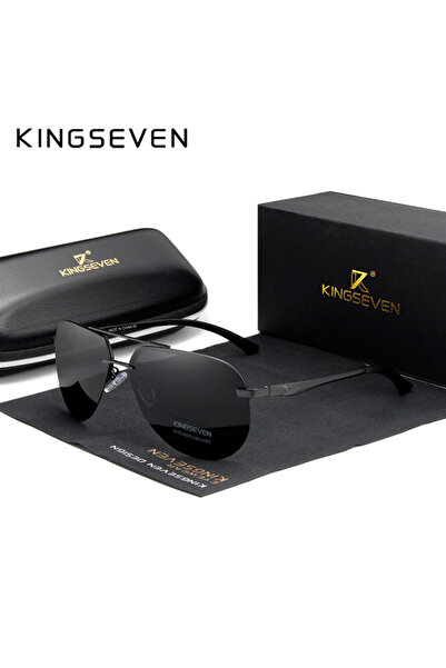 Choice3 BLACK BLACK KINGSEVEN Aluminum Magnesium Polarized Rimless Lens Sunglasses For Men High Definition R