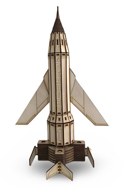 ALGWOOD Thunderbird 1 Rocket Wood Model - 157 Pieces DIY Hobby Model - Wooden Rocket Model