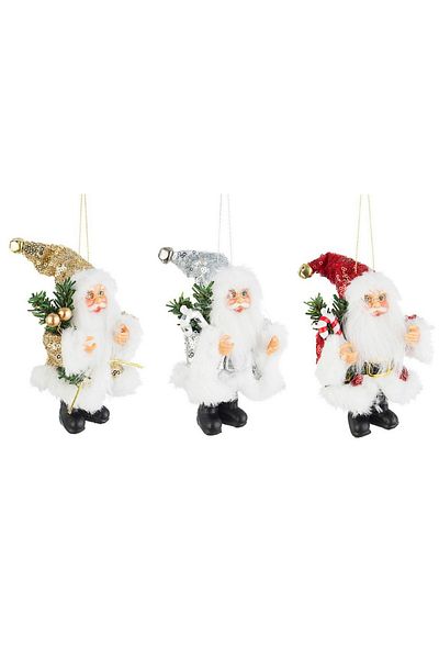Bizzotto Set 3 ornamente brad Santa 6x5x13 cm
