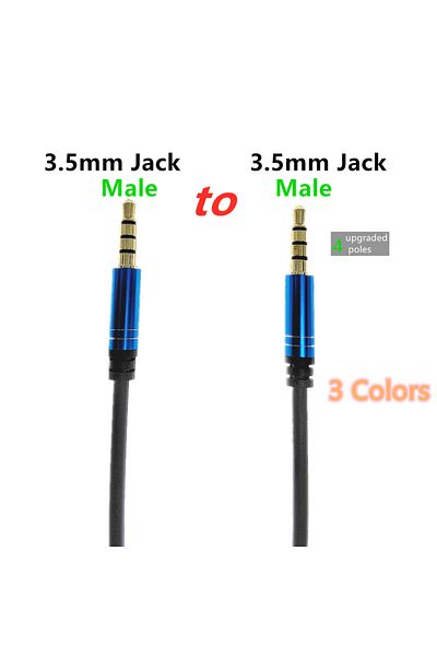 Choice 1m Blue 4 Pole Jack 3.5 to 3.5mm Audio Cable Male to Male Stereo Aux Cable for Car Headphone Speaker