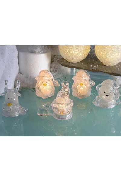 Decorer Set of 4 Christmas decorations with LED 7x4.5x7.5 cm