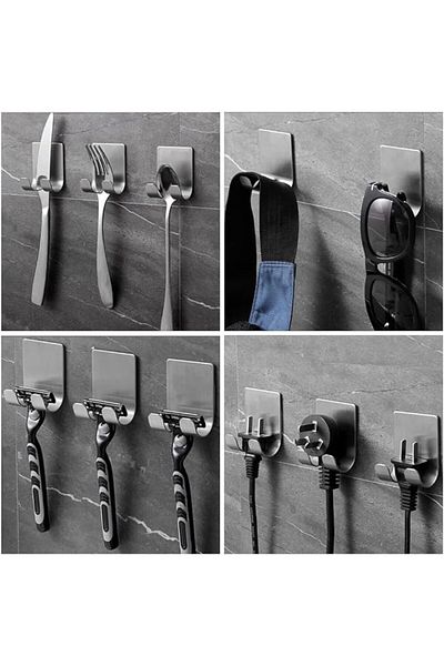 Dong-A Set de 3 cârlige autoadezive Dongda, oțel inoxidabil, argintiu, 6 x 4,7 x 3 cm